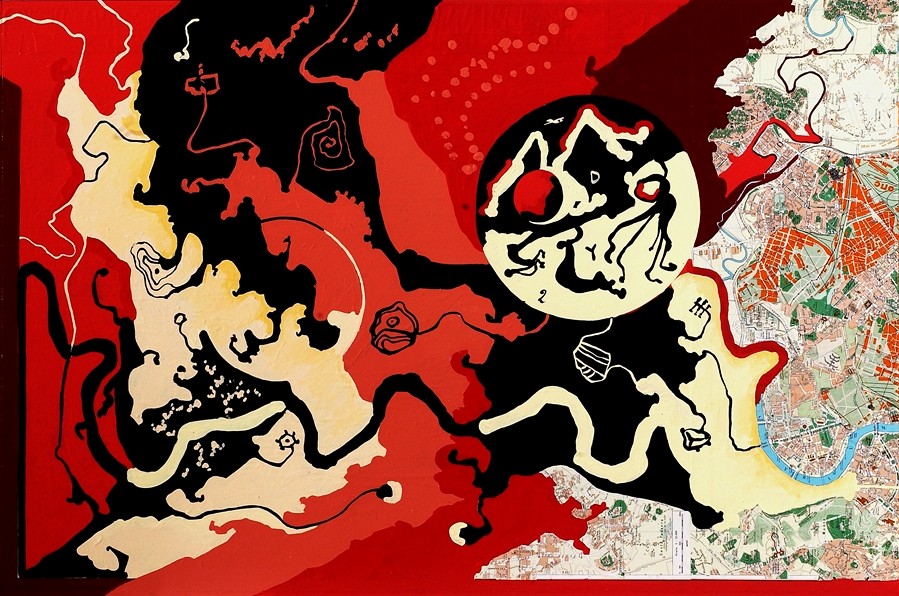 600px03-2001-serie-I-giochi-della-metamorfosi---int-su-carte-topografiche-cm-130x87,-Pescara-2007